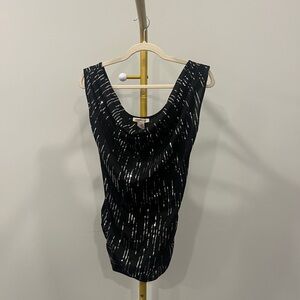 Arden B Black Silver Sequin Cowl Neck Sleeveless Knit Tank Top Size S